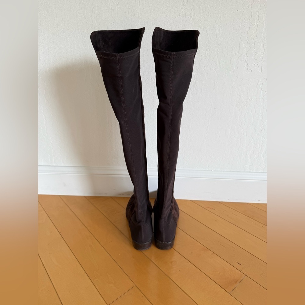 Stuart Weitzman Suede and Microstretch Over-The-Knee Boots - Picture 7 of 13